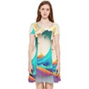 Tsunami Tidal Wave Wave Minimalist Ocean Sea 3 Inside Out Cap Sleeve Dress View3