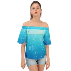 Ai Generated Ocean Sea Fish Aquatic Water Nature Off Shoulder Short Sleeve Top by Pakemis