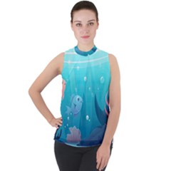 Ai Generated Ocean Sea Fish Aquatic Water Nature 4 Mock Neck Chiffon Sleeveless Top by Pakemis