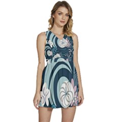 Flowers Pattern Floral Ocean Abstract Digital Art Sleeveless High Waist Mini Dress by Pakemis