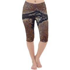 Rustic Charm Abstract Print Lightweight Velour Cropped Yoga Leggings by dflcprintsclothing