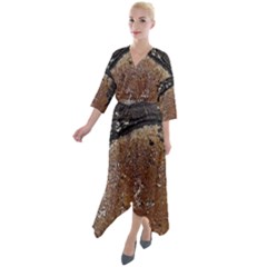 Rustic Charm Abstract Print Quarter Sleeve Wrap Front Maxi Dress by dflcprintsclothing