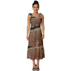 Rustic Charm Abstract Print Tie-strap Tiered Midi Chiffon Dress by dflcprintsclothing