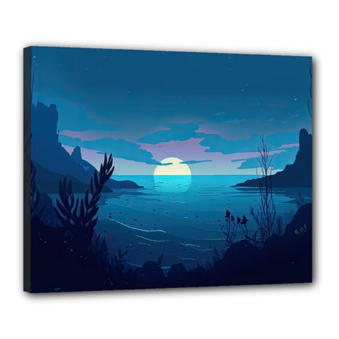 Ai Generated Ocean Sea Water Anime Nautical 2 Canvas 20  X 16  (stretched) by Pakemis