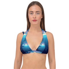 Ai Generated Ocean Sea Water Anime Nautical 2 Double Strap Halter Bikini Top by Pakemis