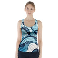 Pattern Ocean Waves Arctic Ocean Blue Nature Sea Racer Back Sports Top by Pakemis