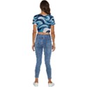 Pattern Ocean Waves Arctic Ocean Blue Nature Sea Short Sleeve Square Neckline Crop Top  View4