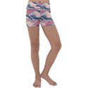 Waves Ocean Sea Water Pattern Rough Seas Kids  Lightweight Velour Yoga Shorts View1
