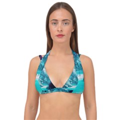 Landscape Nature Digital Art Palm Trees Paradise Double Strap Halter Bikini Top by Pakemis