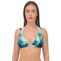 Ai Generated River Forest Woods Outdoors Double Strap Halter Bikini Top by Pakemis