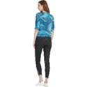 Ocean Waves Sea Abstract Pattern Water Blue Quarter Sleeve Blouse View2