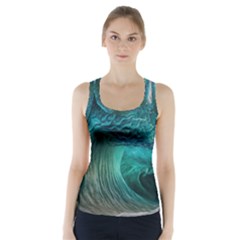 Tsunami Waves Ocean Sea Water Rough Seas Racer Back Sports Top by Pakemis