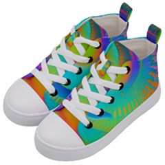 Contemporary Fluid Art Pattern In Bright Colors Kids  Mid-top Canvas Sneakers by GardenOfOphir