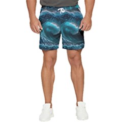 Tsunami Waves Ocean Sea Water Rough Seas 3 Men s Runner Shorts by Pakemis