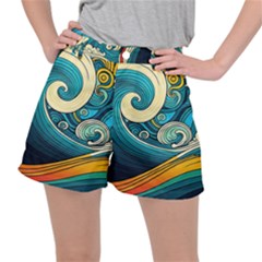 Waves Wave Ocean Sea Abstract Whimsical Abstract Art Ripstop Shorts by Pakemis