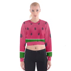 Watermelon Fruit Summer Red Fresh Food Healthy Cropped Sweatshirt by Wegoenart