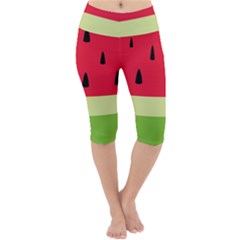 Watermelon Fruit Food Healthy Vitamins Nutrition Lightweight Velour Cropped Yoga Leggings by Wegoenart