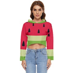 Watermelon Fruit Food Healthy Vitamins Nutrition Women s Lightweight Cropped Hoodie by Wegoenart