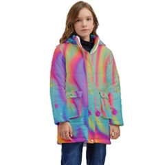 Liquid Art Pattern - Marble Art Kid s Hooded Longline Puffer Jacket by GardenOfOphir