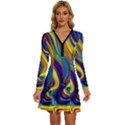 Rolling In The Deep Long Sleeve Deep V Mini Dress  View1