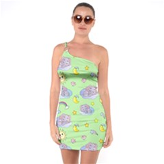 Elephant Sleeping Elephants Background One Soulder Bodycon Dress by Wegoenart