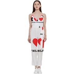 I Love Kathleen V-neck Spaghetti Strap Tie Front Jumpsuit by ilovewhateva