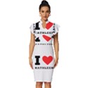 I love kathleen Vintage Frill Sleeve V-Neck Bodycon Dress View1