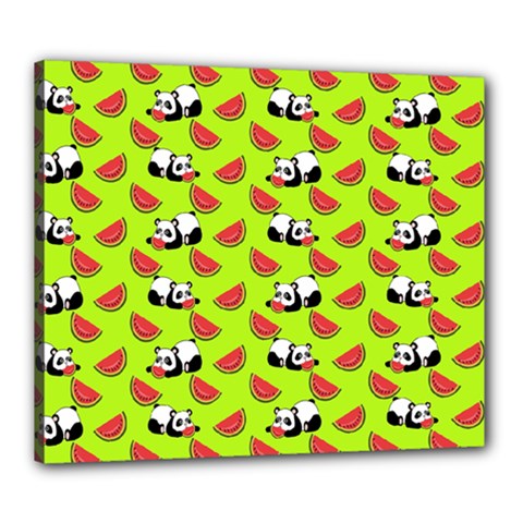 Watermelon Panda Background Wallpaper Canvas 24  X 20  (stretched) by Wegoenart