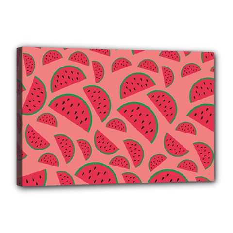 Watermelon Red Food Fruit Healthy Summer Fresh Canvas 18  X 12  (stretched) by Wegoenart