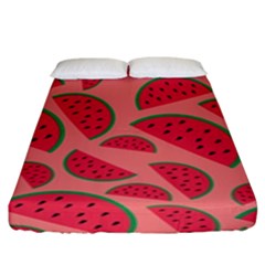 Watermelon Red Food Fruit Healthy Summer Fresh Fitted Sheet (king Size) by Wegoenart