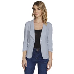 Metallic Silver	 - 	one-button 3/4 Sleeve Short Jacket by ColorfulWomensWear