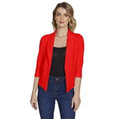 Candy Apple Red	 - 	draped Front 3/4 Sleeve Shawl Collar Jacket by ColorfulWomensWear