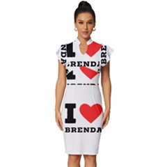 I Love Brenda Vintage Frill Sleeve V-neck Bodycon Dress by ilovewhateva