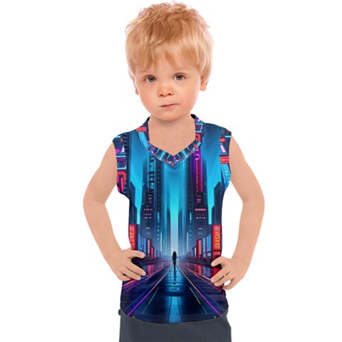 City People Cyberpunk Kids  Sport Tank Top by Jancukart