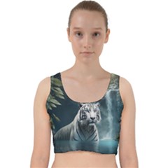 Tiger White Tiger Nature Forest Velvet Racer Back Crop Top by Jancukart