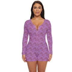 Violet Flowers Long Sleeve Boyleg Swimsuit by Sparkle