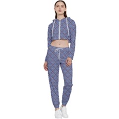 Blue Diamonds Cropped Zip Up Lounge Set by Sparkle