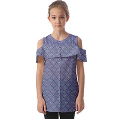 Blue Diamonds Fold Over Open Sleeve Top by Sparkle