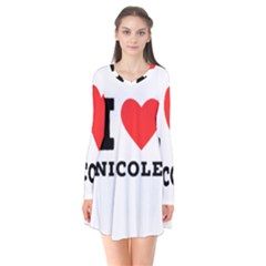 I Love Nicole Long Sleeve V-neck Flare Dress by ilovewhateva