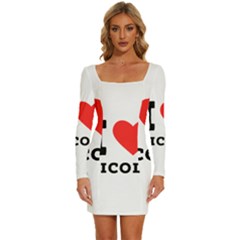 I Love Nicole Long Sleeve Square Neck Bodycon Velvet Dress by ilovewhateva