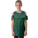 Green Pattern Fold Over Open Sleeve Top View1