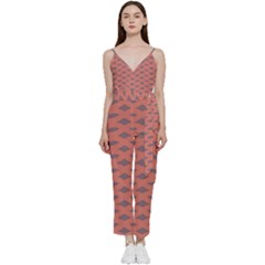 Lattice Iii V-neck Spaghetti Strap Tie Front Jumpsuit by GardenOfOphir