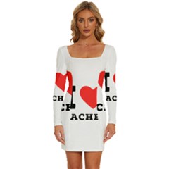 I Love Rachel Long Sleeve Square Neck Bodycon Velvet Dress by ilovewhateva