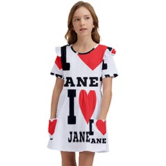 I Love Janet Kids  Frilly Sleeves Pocket Dress by ilovewhateva