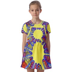 Explosion Big Bang Colour Structure Kids  Short Sleeve Pinafore Style Dress by Semog4