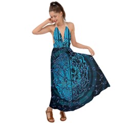 Artificial Intelligence Network Blue Art Backless Maxi Beach Dress by Semog4