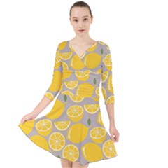 Lemon Background Lemon Wallpaper Quarter Sleeve Front Wrap Dress by Semog4