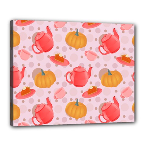 Pumpkin Tea Cup Pie Dessert Canvas 20  X 16  (stretched) by Semog4