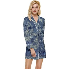 Elemental Beauty Abstract Print Long Sleeve Satin Robe by dflcprintsclothing