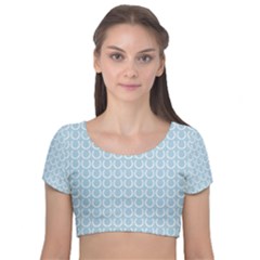 Pattern 238 Velvet Short Sleeve Crop Top  by GardenOfOphir